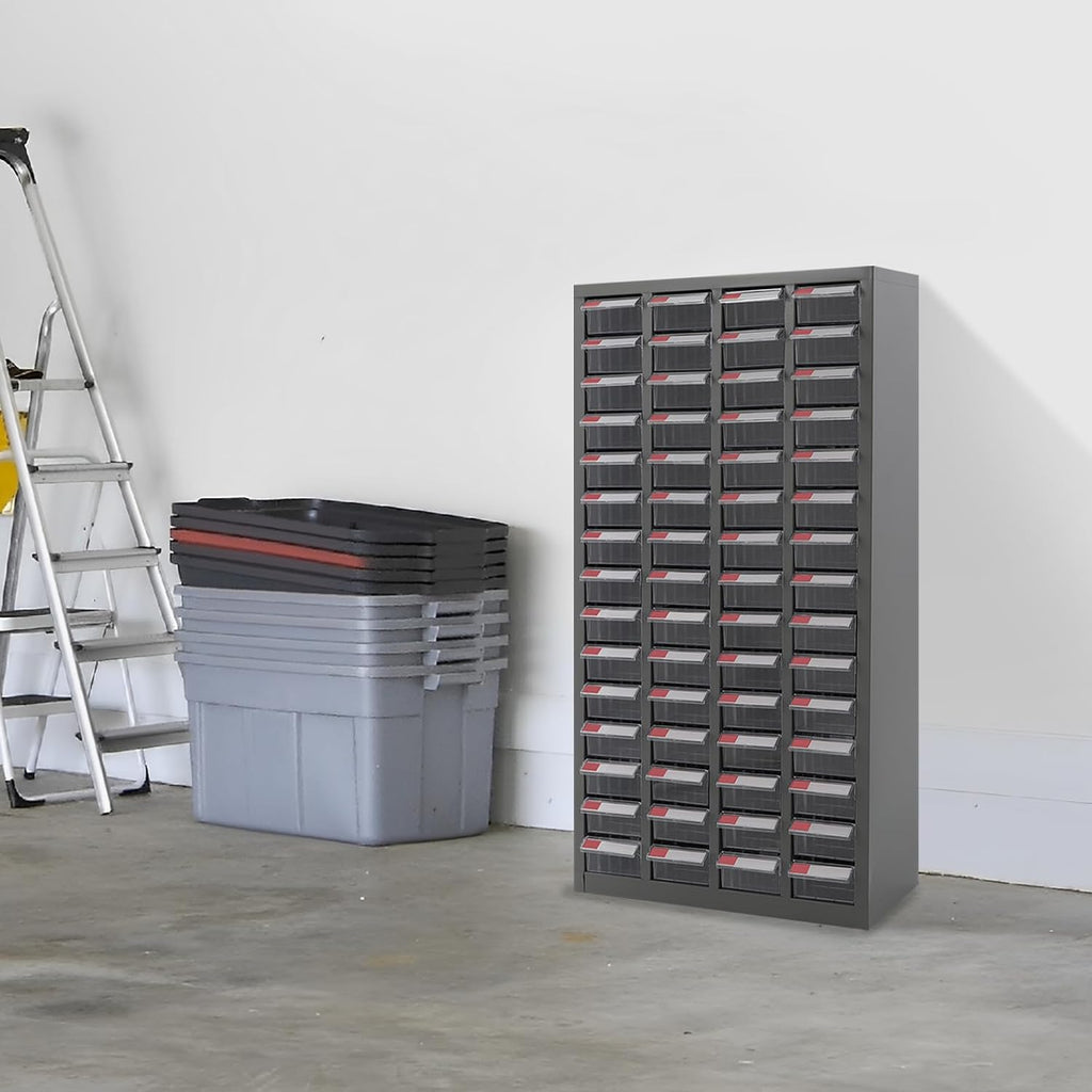 Bolt and Nut Tool Storage Cabinet,Parts Cabinet,Organization Shelves with ABS Material Drawer,Metal Organization Shelves for Garage, Store, Workshop (60 Drawers Clear)
