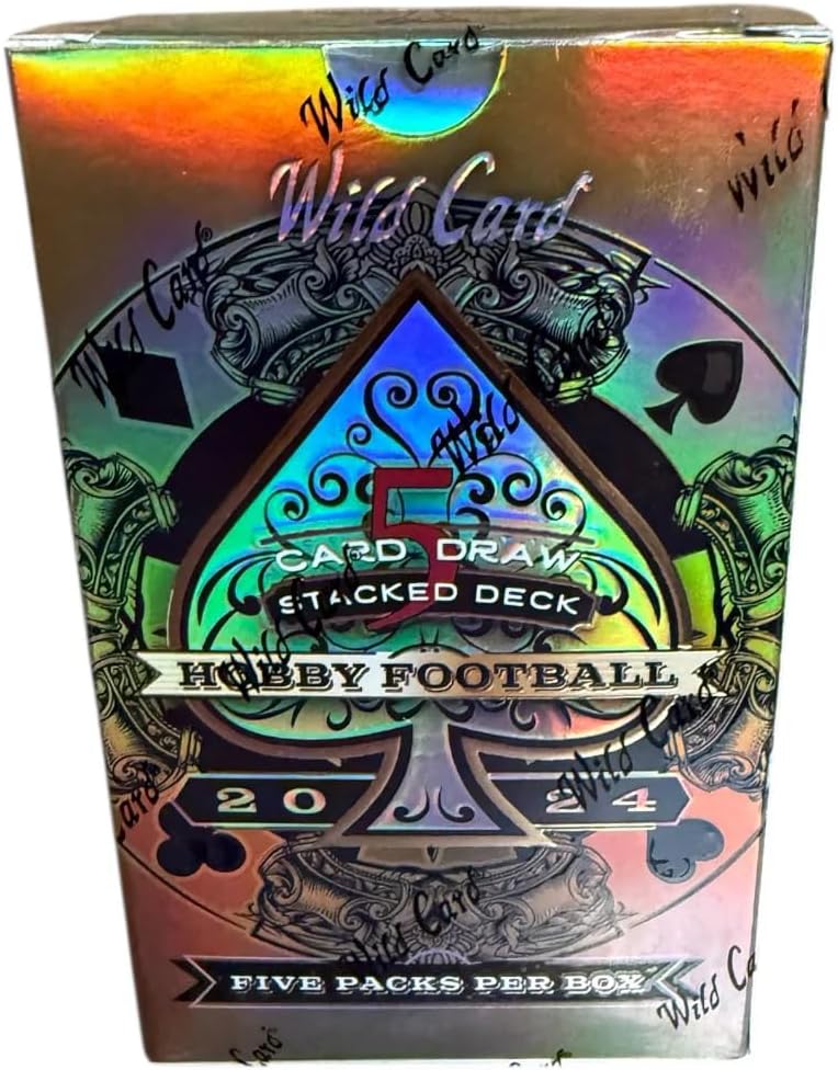 2024 Wild Card Five Card Draw Stacked Deck Football Hobby Trading Card Box (5 Autograph Cards Per Hobby Box Including a 1/1 Auto Encased Card)