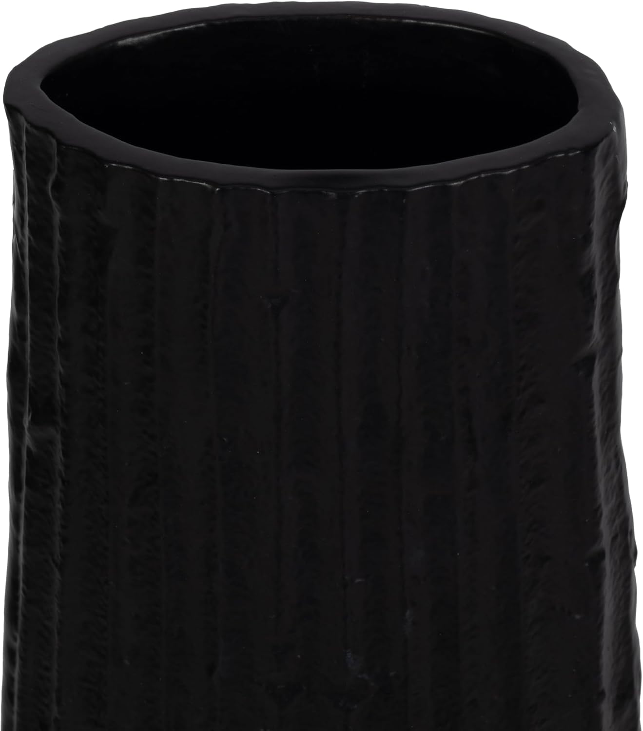 Aluminum Decorative Vase – Floor Flower Holder for Tall Arrangements, Entryway or Living Room Placement, Home Decor with Ribbed Modern Vase Design for Sculptural Impact – 48', Black
