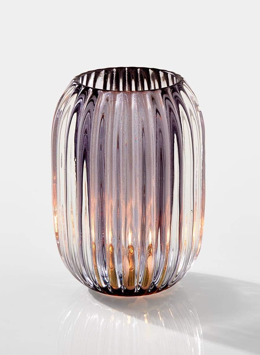 Serene Spaces Living Smoke Grey Optical Glass Votive Holder, Perfect for Weddings and Home Décor, 5' Tall and 3.5' Diameter, Set of 12