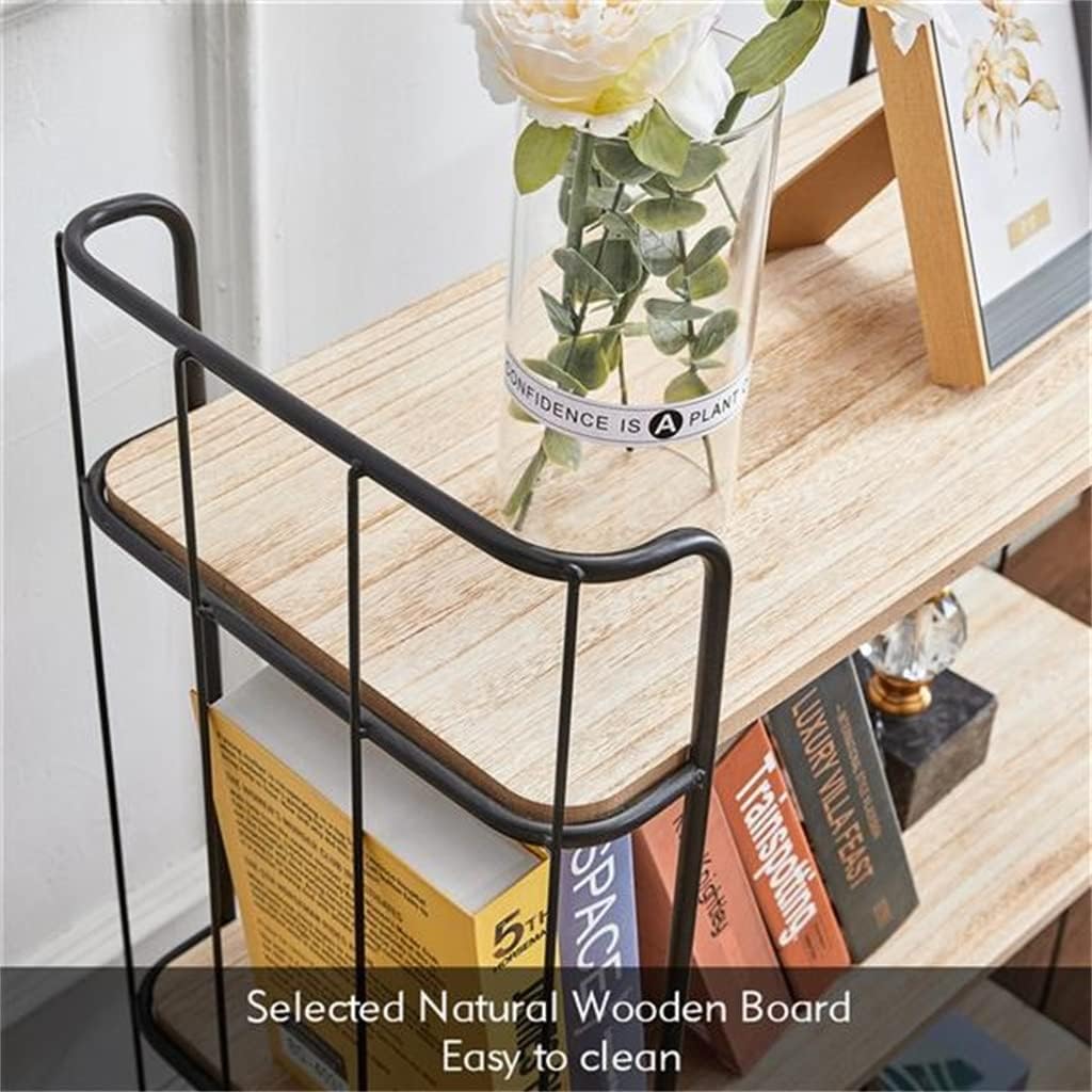 Kitchen Cart 3-Tier Utility Cart Vintage Rolling Bakers Rack Bookshelf Storage Shelf for Living Room
