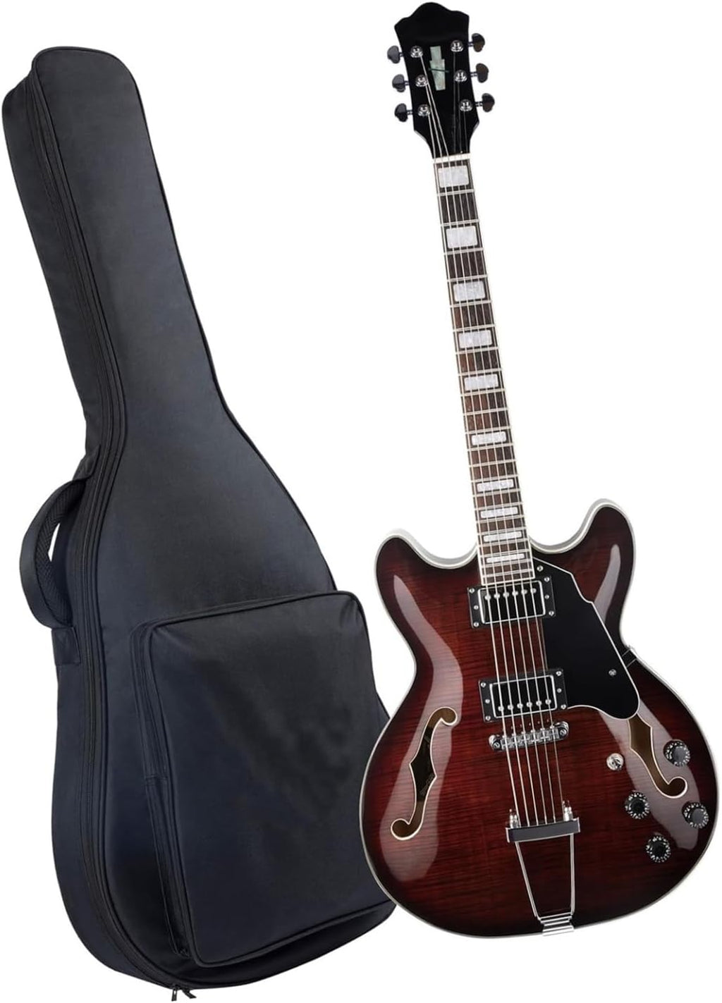 Beginner Jazz Electric Guitar With Hollowed Out Trapezoidal Tailboard Bridge And Fit Professional Electric Guitar(Brown)