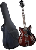 Beginner Jazz Electric Guitar With Hollowed Out Trapezoidal Tailboard Bridge And Fit Professional Electric Guitar(Brown)