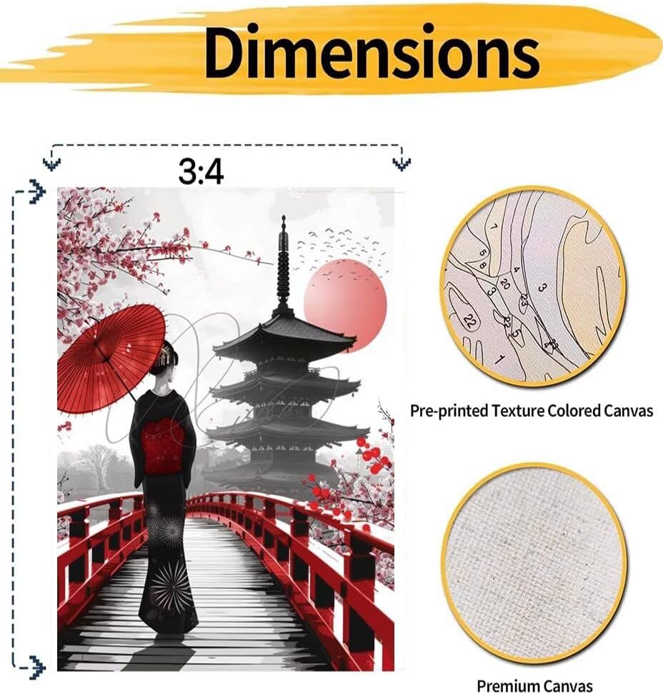 Paint by Numbers Kit for Beginner Beginners Woman Paintings Acrylic Easy Paint by Number Red Watercolor Adults' Canvas Art on Canvas 40x53 inch Model YEYUMEOZQ-H