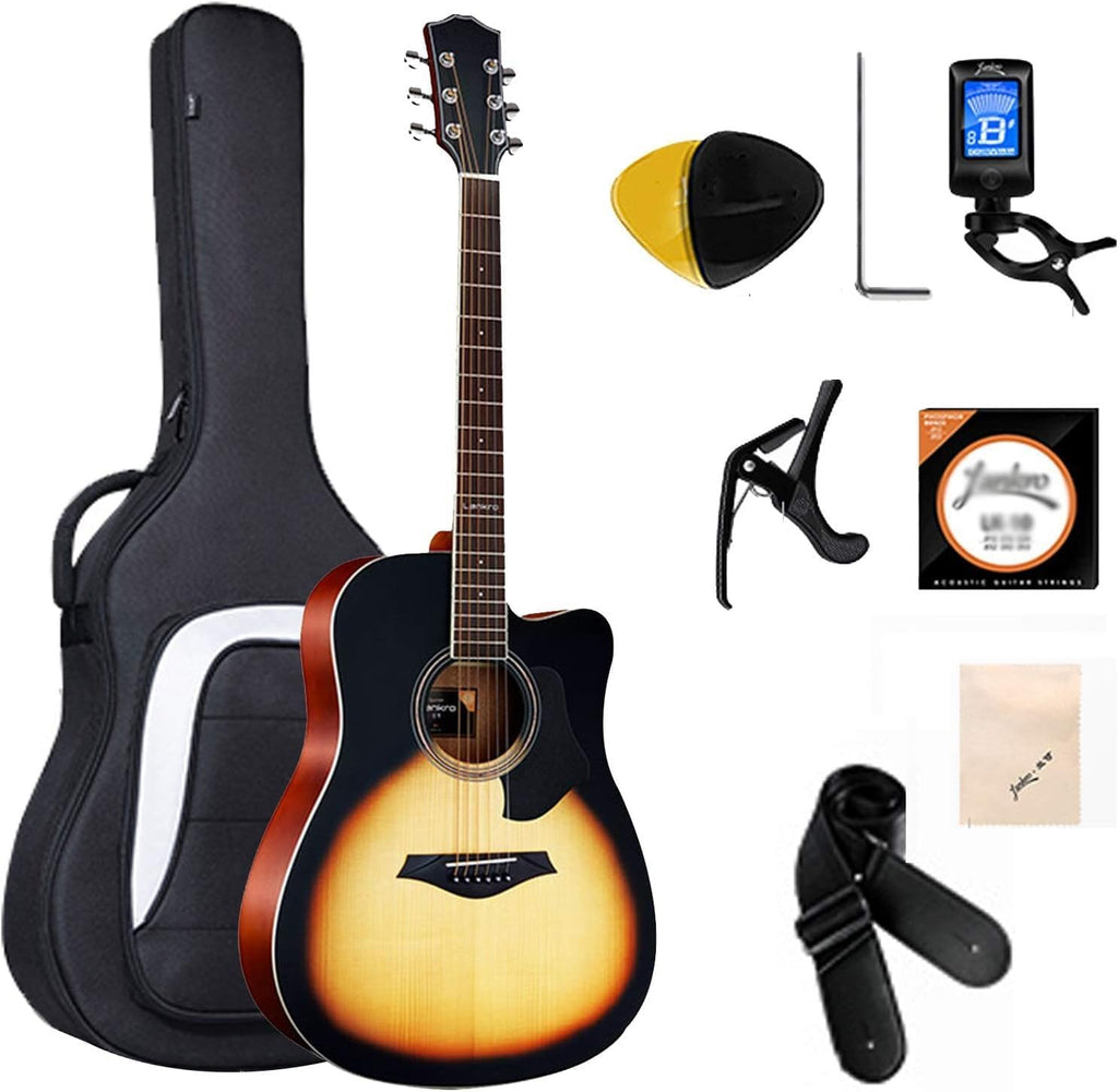 41in Acoustic Guitar, Getting Started for Novice Beginners Veneer Junior Guitar， for Male and Female Students Childrens (Size:41in,Color:#a)