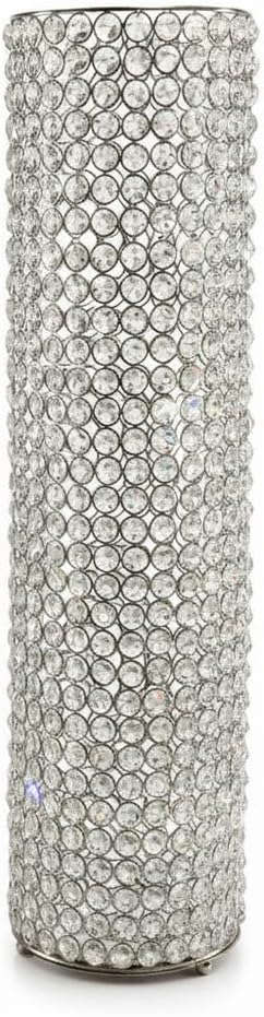 Modern Day Accents 5760 Tubo LG Cristal Cylinder Vase, Silver, 25' H | For Flowers or Candles, Tall Elegant Design, For Centerpieces, For Bouquets or Home Decor