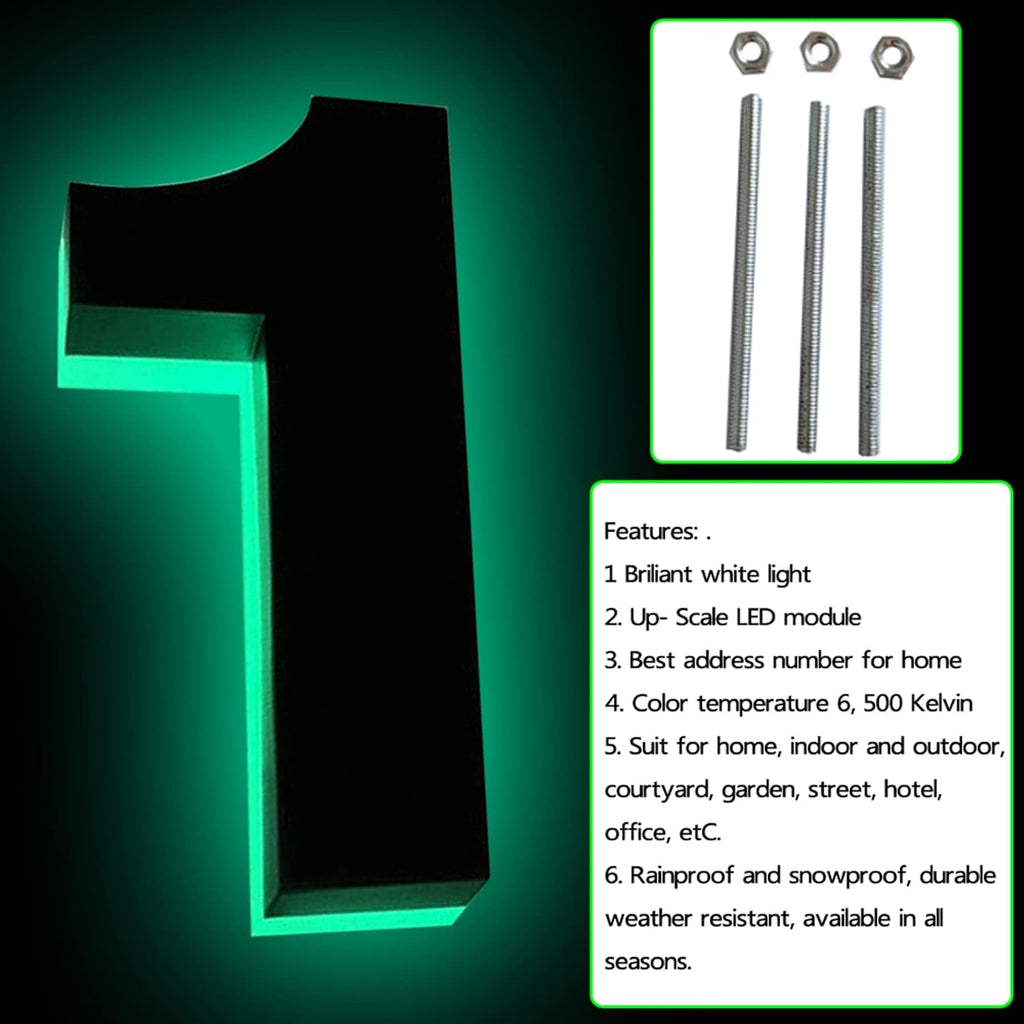 16' Illuminated Address Numbers For House, Up-Scale Modern Look, Steel Backlit LED 3D Floating Address Numbers Signs, Light Up House Numbers, Black,W