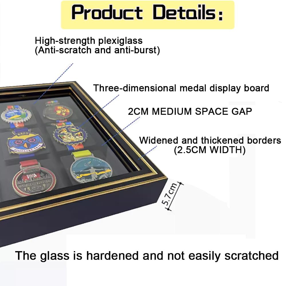 Marathon Medal Display Frame-Medal Display Frame-Medal Display case3D Medal Box Photo Frame, Runner, Marathon, Race Champion, Football, Gymnastics and All Sports Medal Medal Medal Badge (PS35)