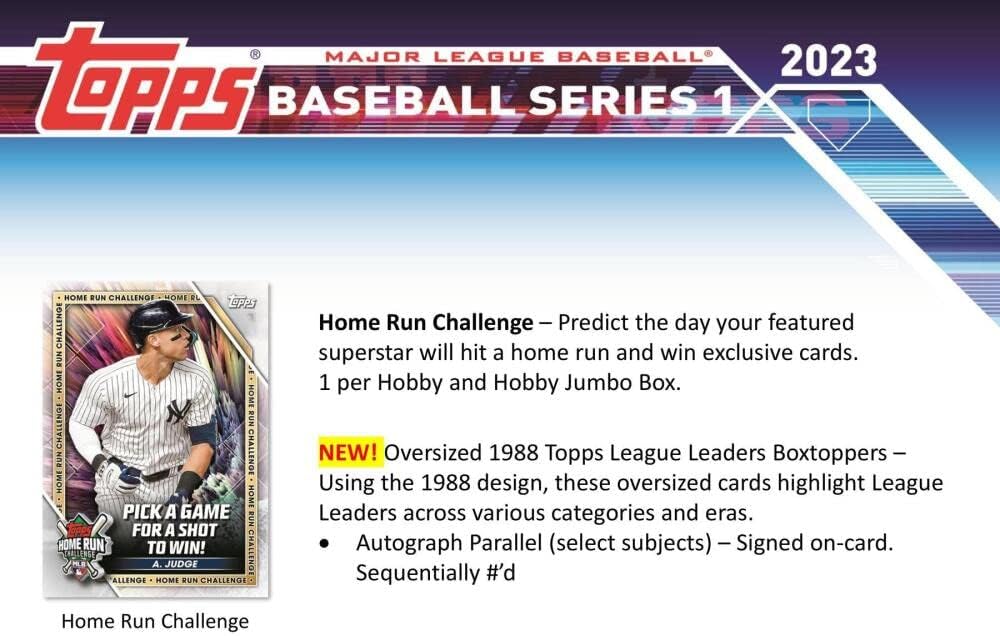 2023 Topps Series 1 Baseball Jumbo Box (10 Packs/46 Cards: 1 Auto, 2 Silver Packs)