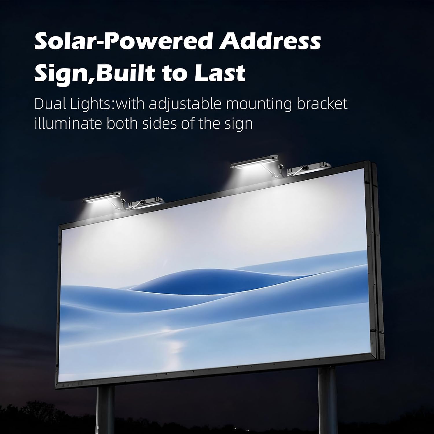 Solar Sign Lights Outdoor 464 LED Ultra Bright Dual-Side Billboard Light with Mounting Bracket 8000 mAh Commercial Solar Lights for Wall Real Estate Business Yard Sign Advertising Lighting (Black)