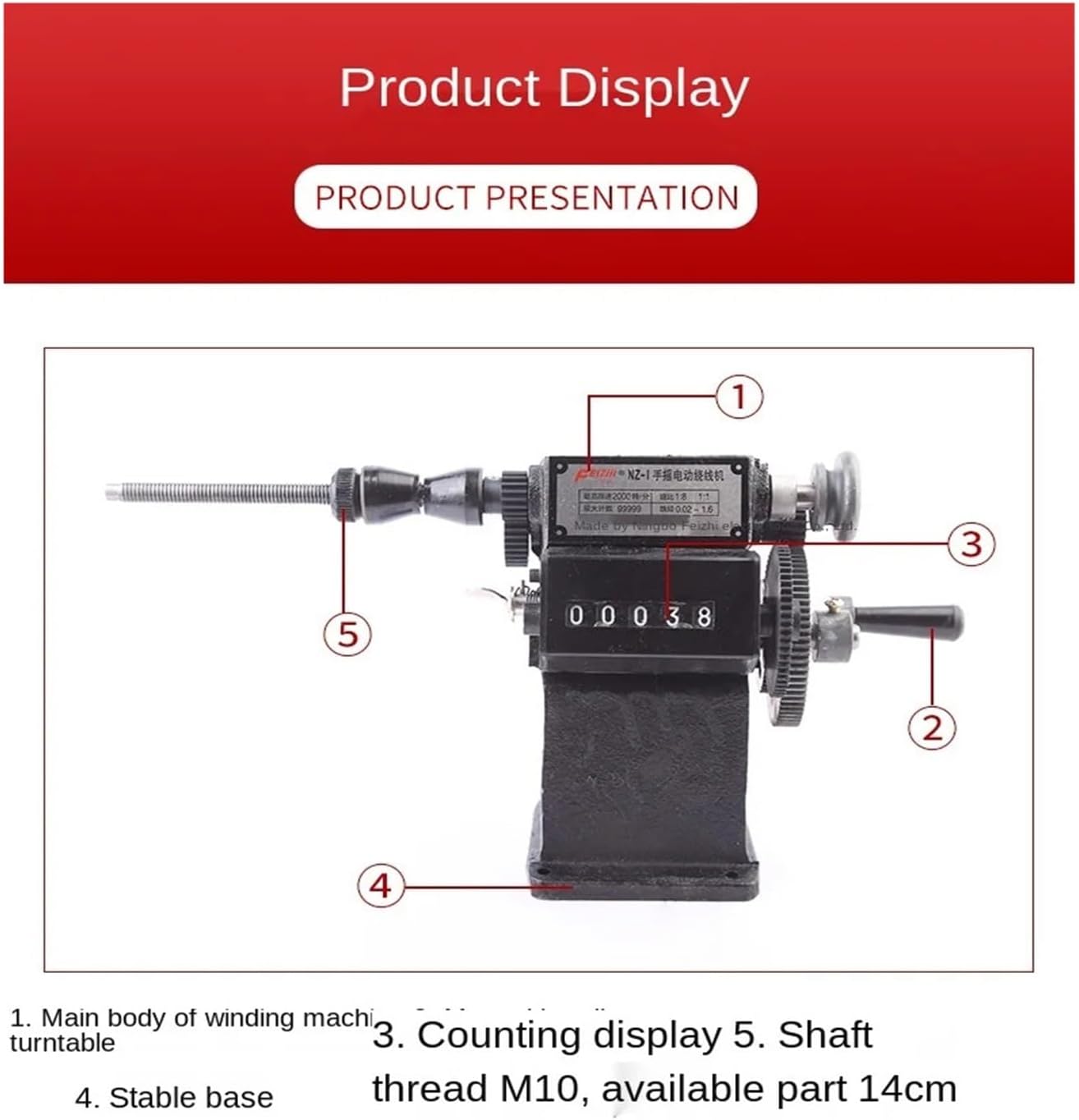 Coil Winding Machine, NZ-1 Hand Crank Electronic Counting Winding Machine, Small Home Hand Winding Machine, Stranding Machine Mini Count Winding Tools,for Guitar Pickup Coils Motor Coils