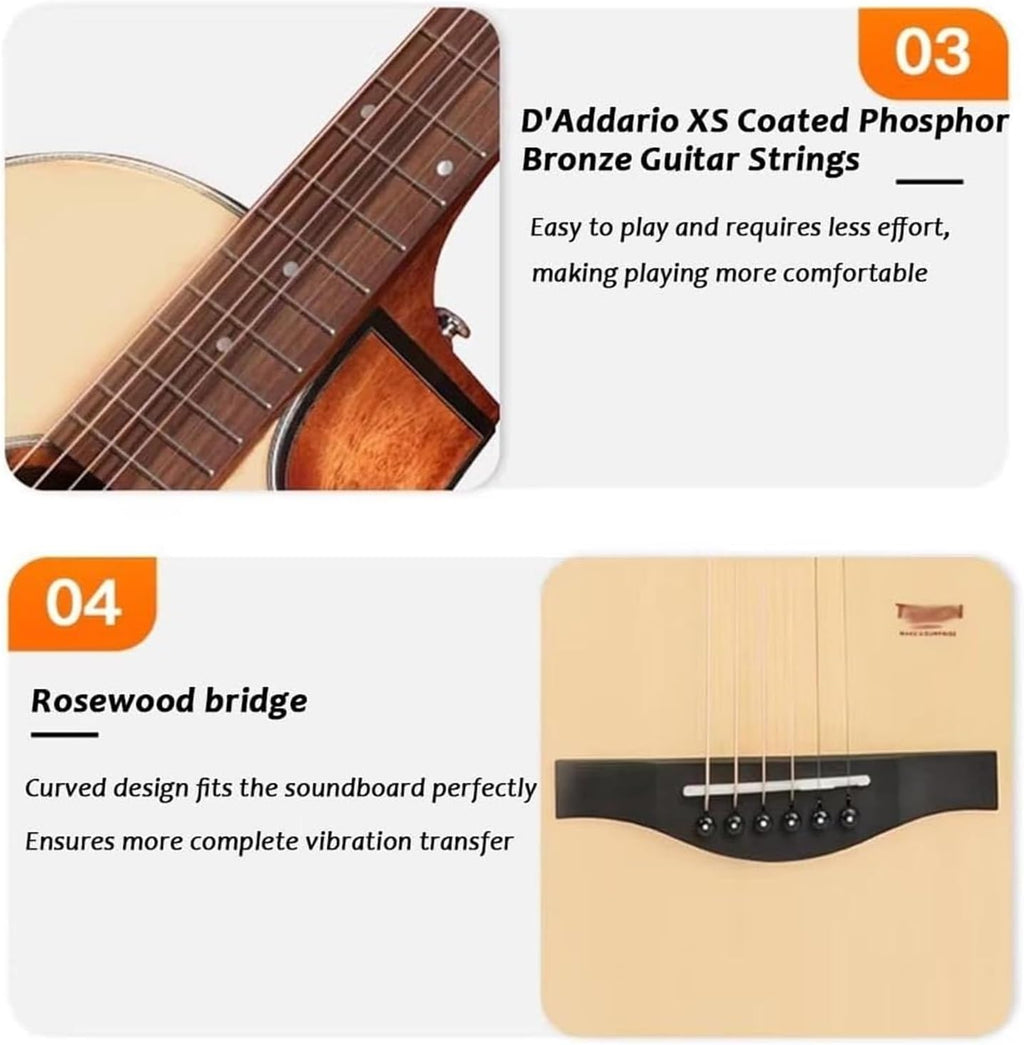 MXL&LJB 41' Acoustic Guitar for Beginner, Spruce Top Classical with Gig Bag and Other Accessories Lightweight Body Suitable for Adult Teen(Natural)