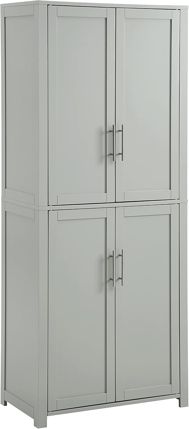 Crosley Furniture Savannah Tall Pantry Storage Cabinet with Shelves, Kitchen, Dining, or Laundry Room, Gray