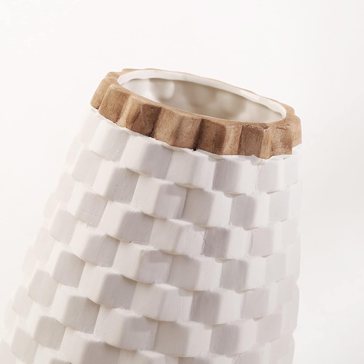 White Vase Set of 2, Ceramic Vase for Pampas Grass, Flower Vase for Living Room Bedroom Home Decor Accessories,White