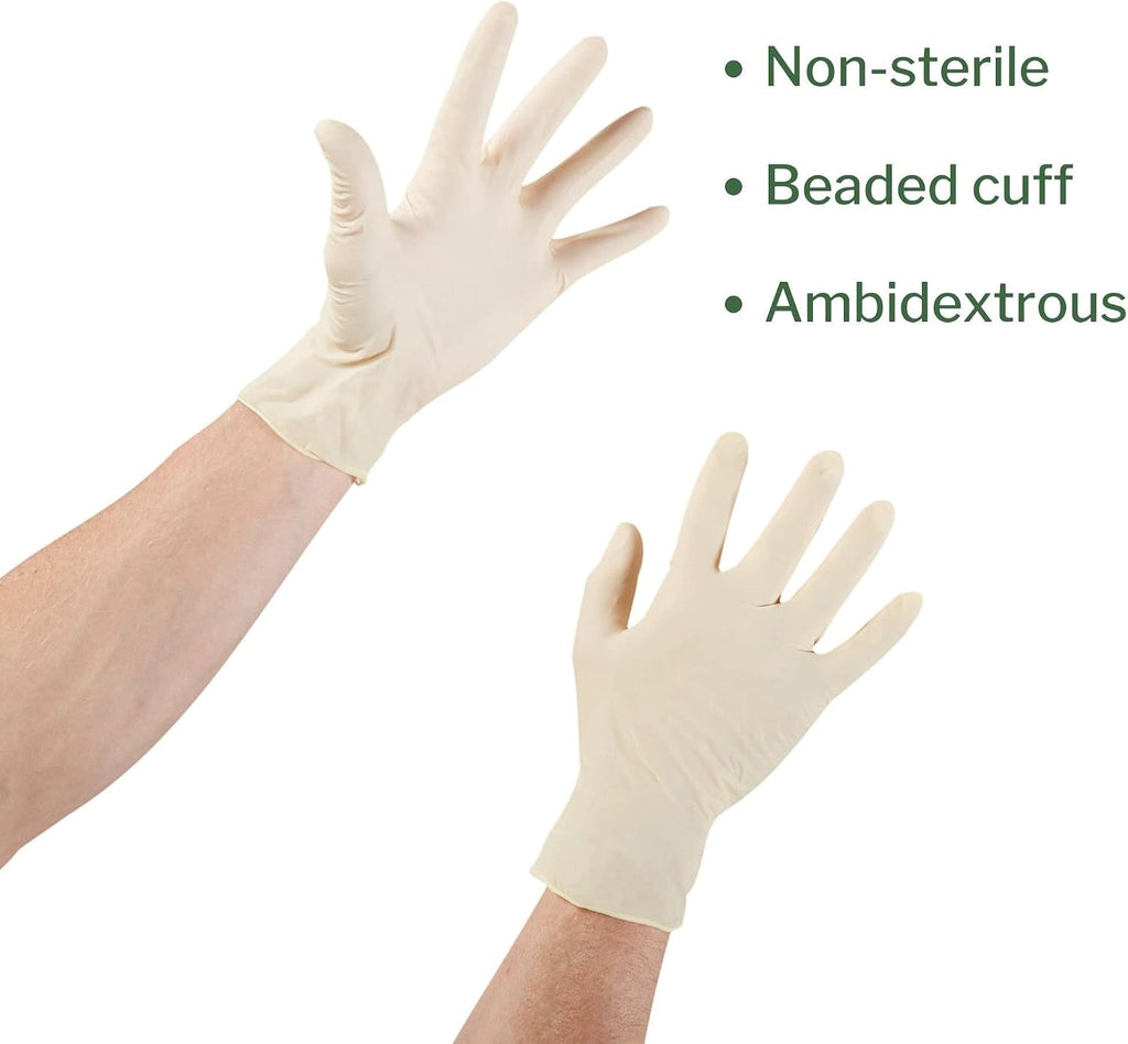 McKesson Confiderm DCL Latex Exam Gloves - Powder-Free, Ambidextrous, Non-Sterile - Ivory, Size Large, 100 Count, 10 Boxes, 1000 Total