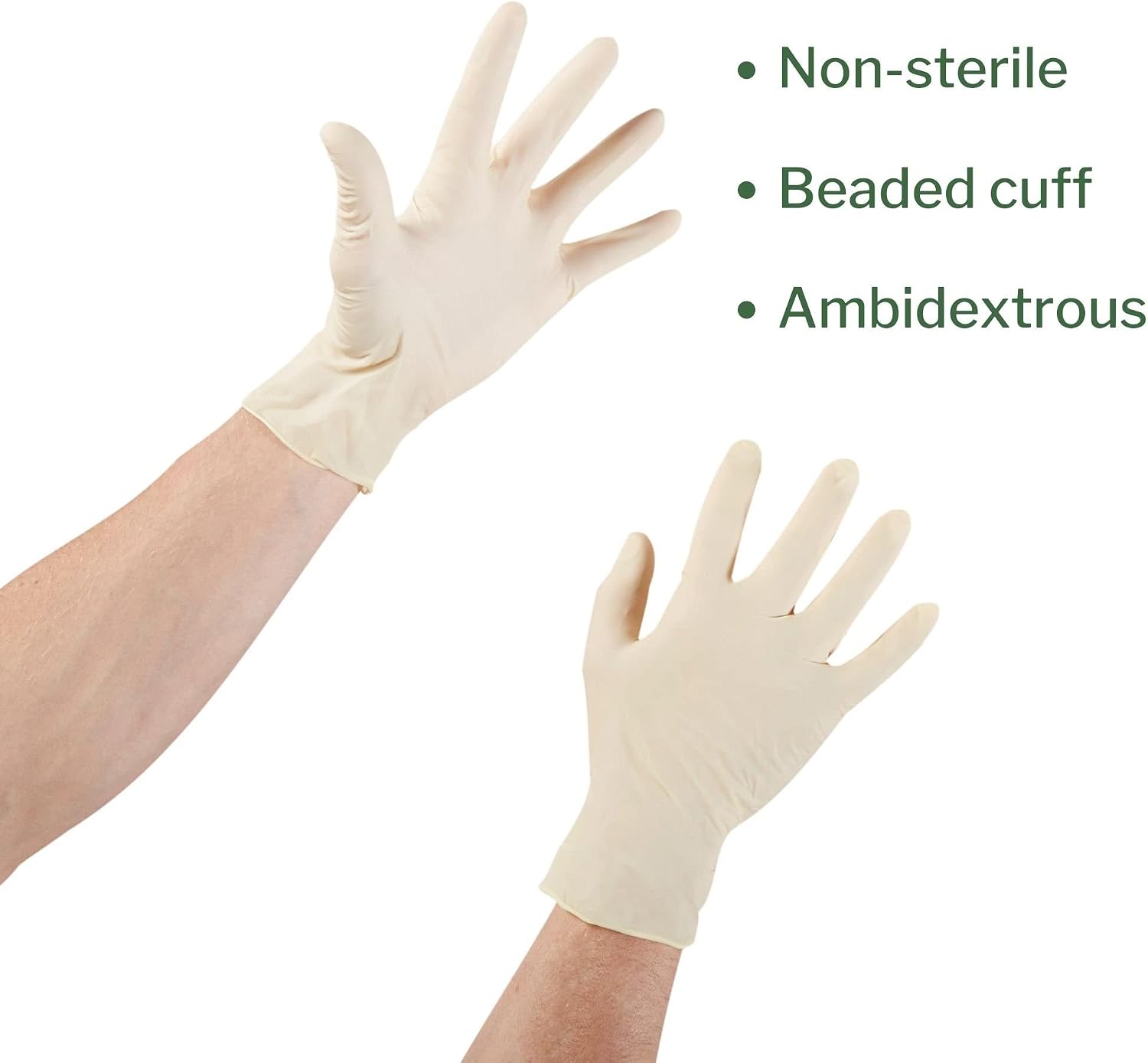 McKesson Confiderm DCL Latex Exam Gloves - Powder-Free, Ambidextrous, Non-Sterile - Ivory, Size Large, 100 Count, 10 Boxes, 1000 Total