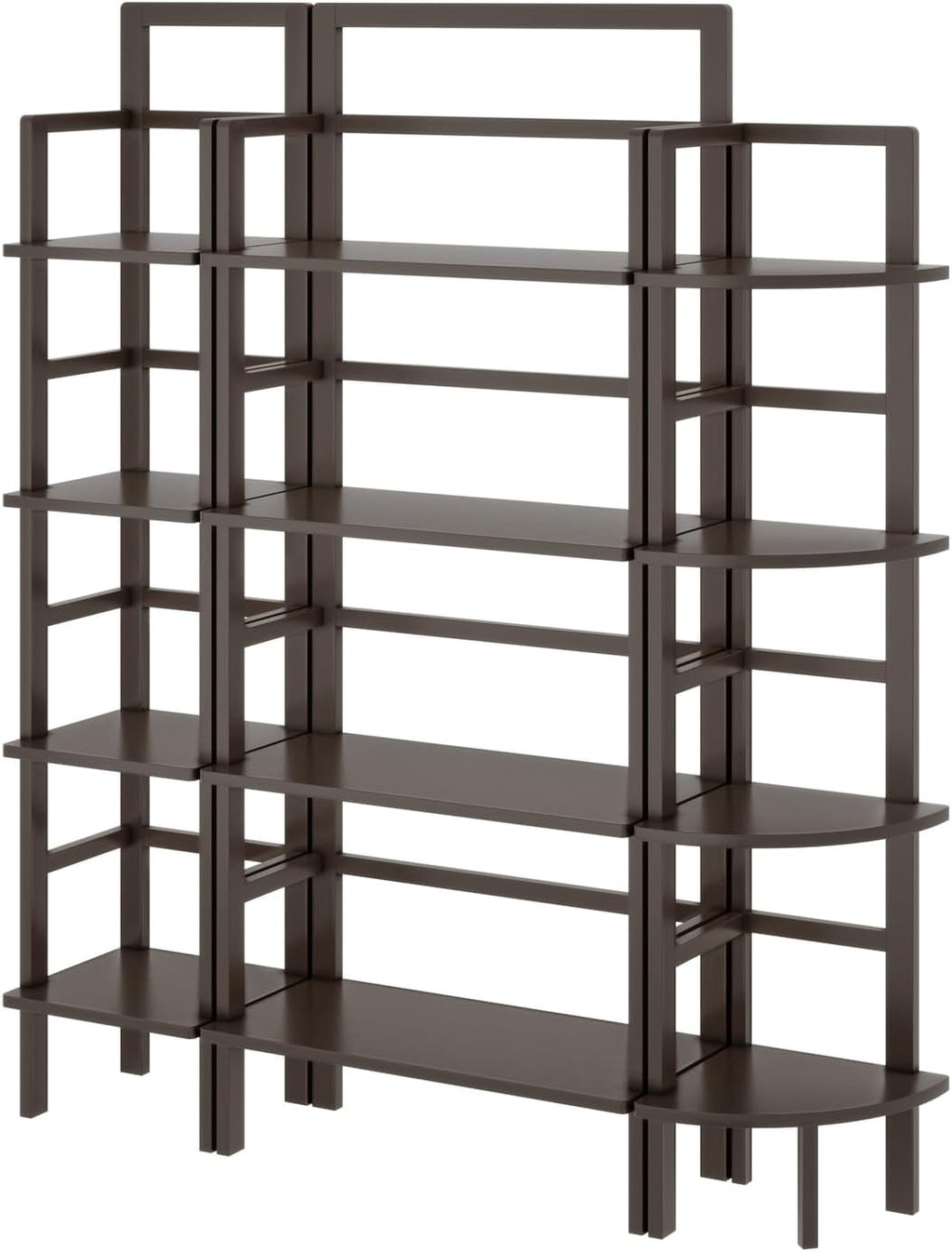 HomeStock Victorian Baker Rack Set - 3-Piece Solid Wood Kitchen Shelf Unit - Coffee Finish, 58' Tall