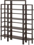 HomeStock Victorian Baker Rack Set - 3-Piece Solid Wood Kitchen Shelf Unit - Coffee Finish, 58' Tall