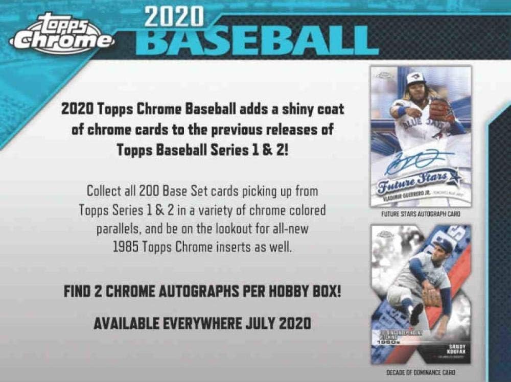 2020 Topps Chrome Baseball Hobby Box (24 Packs/4 Cards: 2 Autographs)