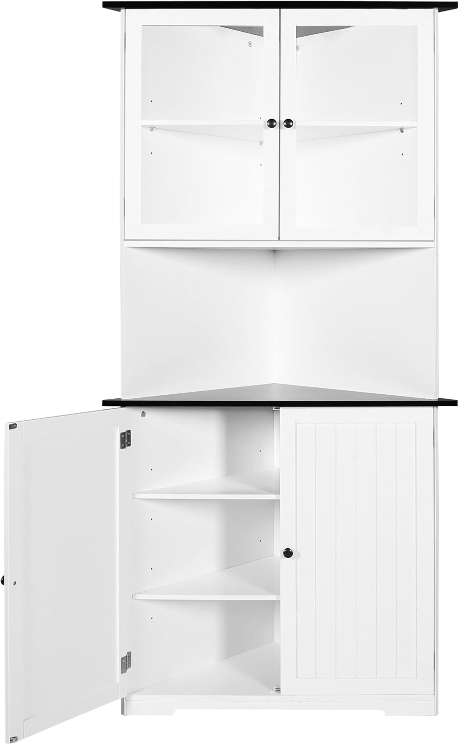 Yardenaler 71'' Tall Corner Cabinet, Freestanding Corner Storage Hutch with Doors and Shelves for Living Room, Bathroom, Kitchen, White