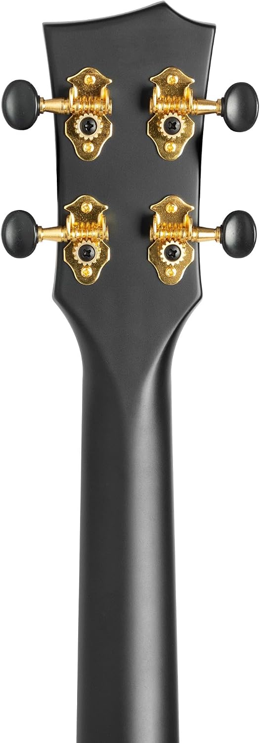 CASCHA Concert Ukulele Set Carbon Fibre I Carbon Ukulele Starter Kit with 3 Plectrums Bag I Ukulele Set Fluorcarbon Strings I Small Hawaii Guitar for Beginners Advanced I Black