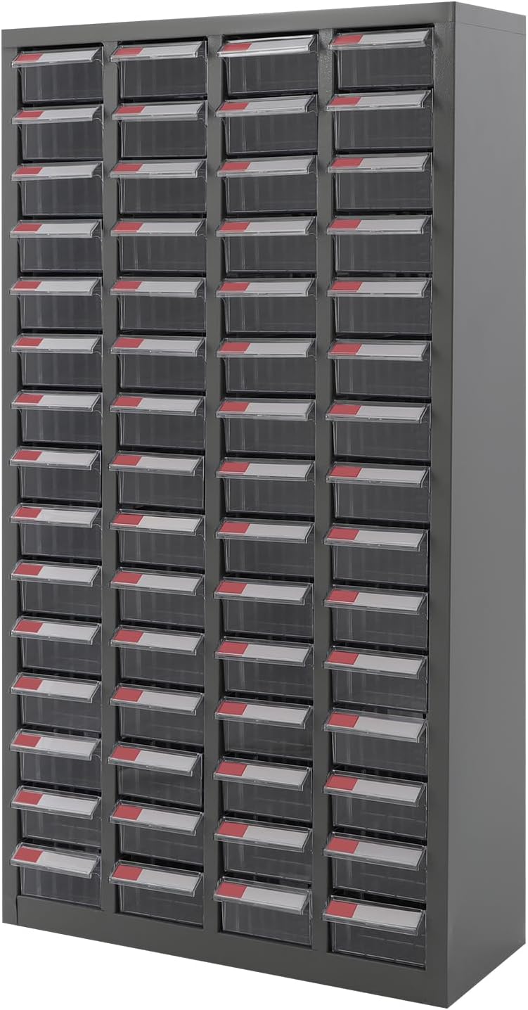 Bolt and Nut Tool Storage Cabinet,Parts Cabinet,Organization Shelves with ABS Material Drawer,Metal Organization Shelves for Garage, Store, Workshop (60 Drawers Clear)