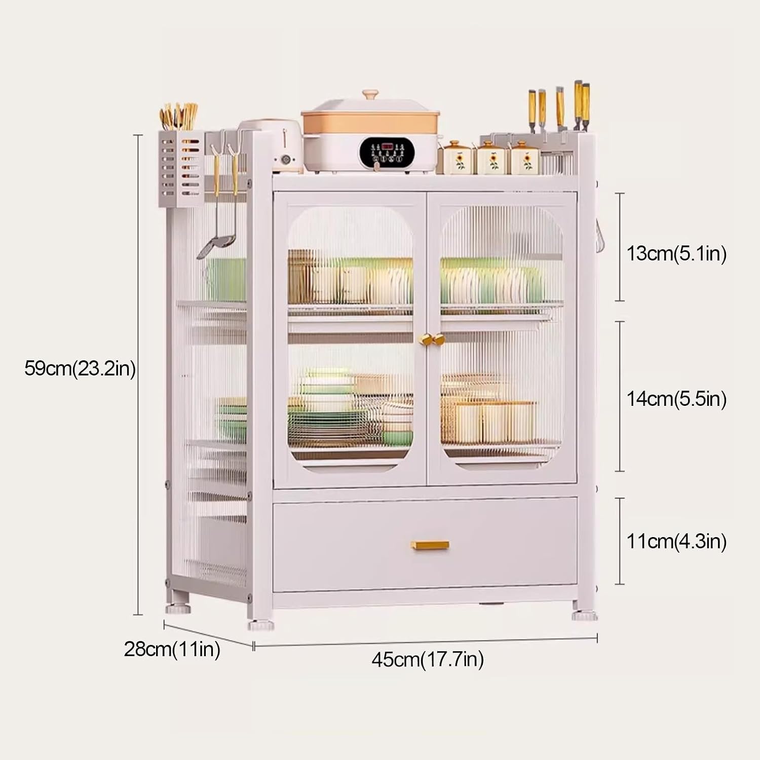 Bakers Rack with Drawers, Microwave Stand, Kitchen Storage Cabinet, Oven Rack, Household Countertop Storage Cabinet, Dish Cabinet (Color : B)