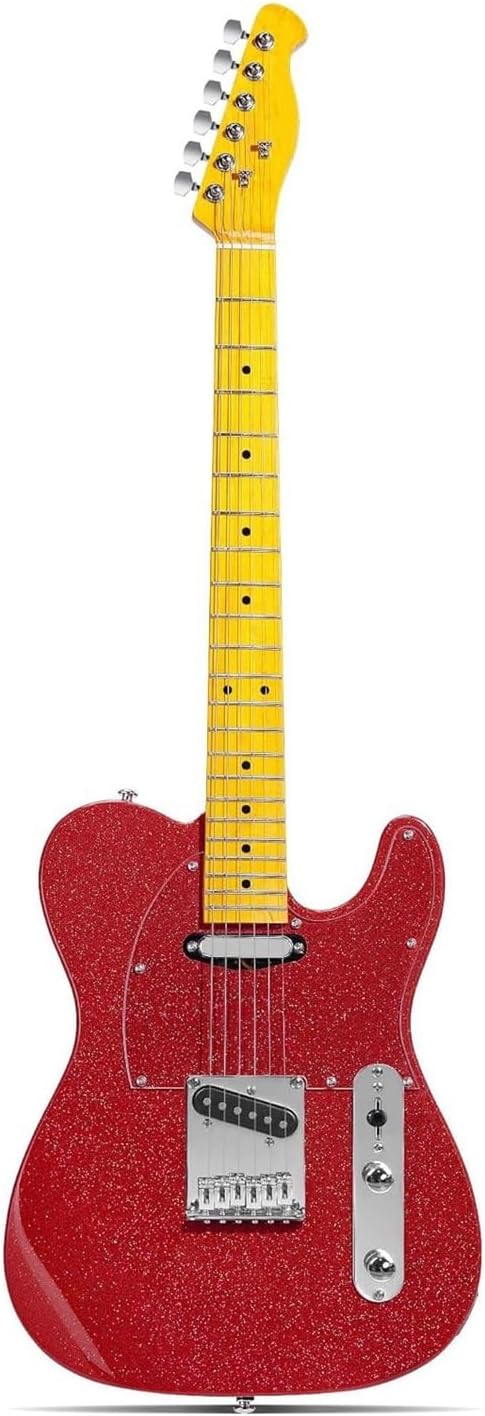 Professional Shiny Colored Electric Guitar With Mahogany Solid Professional Electric Guitar(Red)