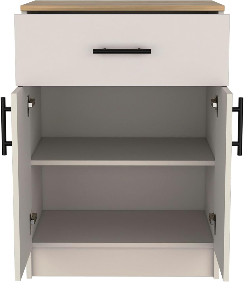 24' Spacious Drawer Freestanding Storage Cabinet, Kitchen Storage Bakers Rack with Ready Assembly, Utility Food Cupboard with 2 Interior Shelves for Kitchen Organization, Multicolor