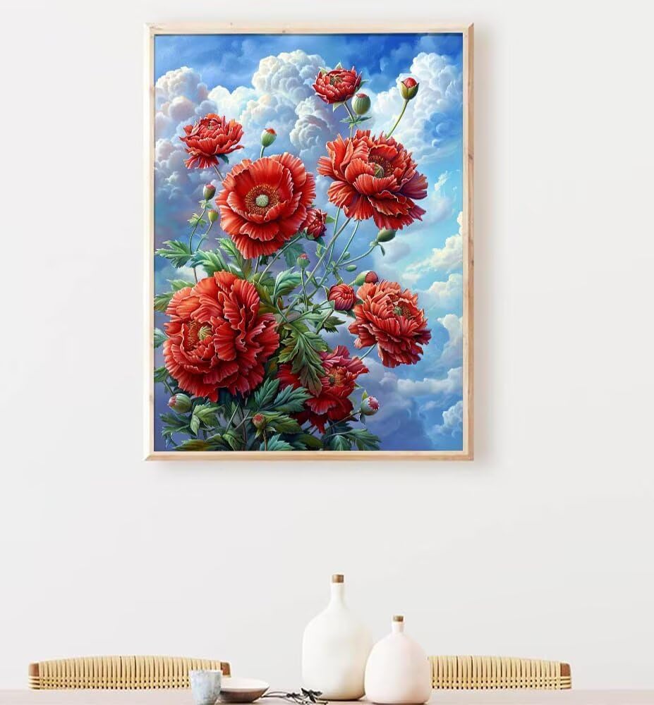Paint by Number for Adults Flower Adult Paint by Number on Rolled Canvas Drawing Acrylic Paintwork DIY Crafts Without Frame Red40x53 inch Model YEYUMEOZS-Y