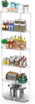 6 Tier NSF Corner Wire Shelf Shelving Unit, 20 x 20 x 72 Inch 600lbs Capacity Heavy Duty Adjustable Metal Storage Rack with Leveling Feet & Shelf Liners for Office Kitchen Bathroom and More - White