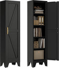 Washsemba 67''Farmhouse Metal Storage Cabinet with Barn Doors,Steel File Cabinet for Home Office,Kitchen Pantry 4 Adjustable Shelves,Freestanding Cupboard for Kitchen,HomeOffice (Black)