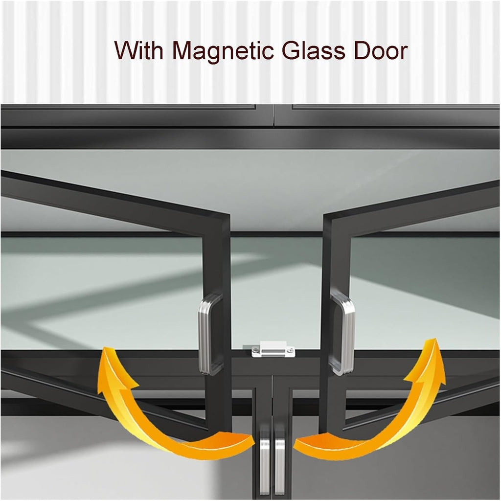 Kitchen Storage Rack with Doors, Corner Bakers Racks, Kitchen Shelving Unit Double Door Magnetic Design, for Kitchen, Dining Room(Small)