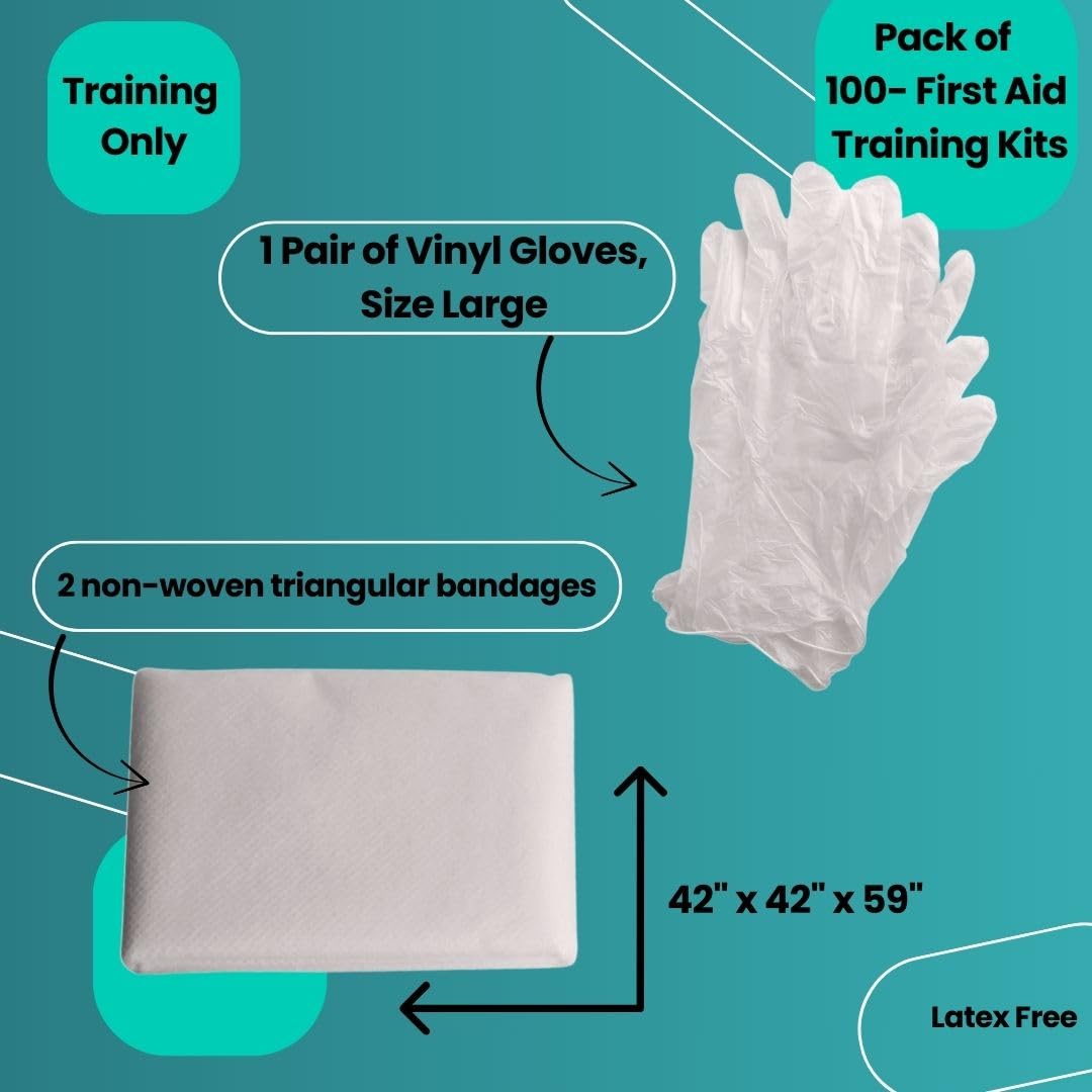 First Aid Training Kit w/Roller Gauze w. Gauze Pads and Triangular Bandages and Gloves 100-Pack MCR Medical