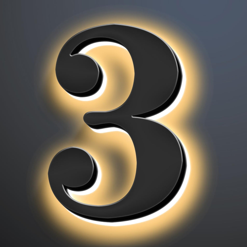 Backlit Illuminated LED House Numbers Upgrade Your Address Signs 16 Inch, Large Modern Light Up Address Numbers Signs, Stainlesss Steels Home Address Signs,3
