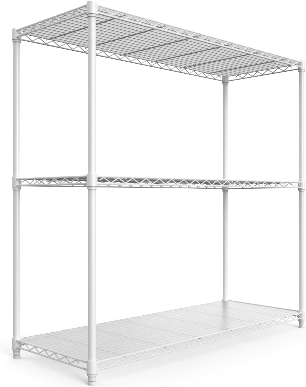 pouseayar 3 Tier NSF Metal Shelf Wire Shelving Unit, 1050lbs Capacity Heavy Duty Adjustable Storage Rack with Shelf Liners - 48' H x 48' L x 18' D for Closet Kitchen Garage Basement and More - White