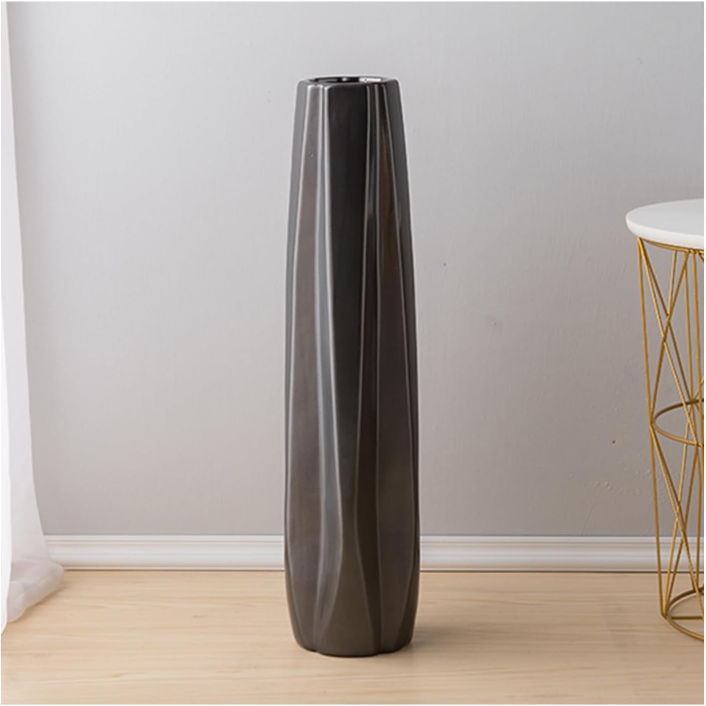 Modern Large Flower Tall Vases,Floor Vase,Large Size Ceramic Vase,Multifunctional Decorative Ornaments,for Office, Home,Farmhouse,Living Room Décor (Color : Grey, Size : 24in)