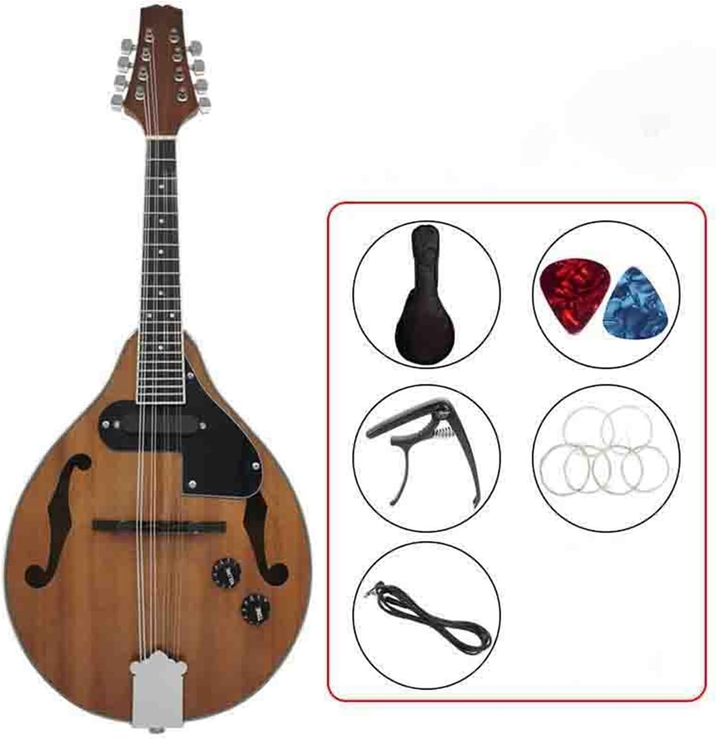 Musical Instrument Mandolin Guitar Eight String Plug In A Type Wine Red Beginner Mandolin String Instrument(3)