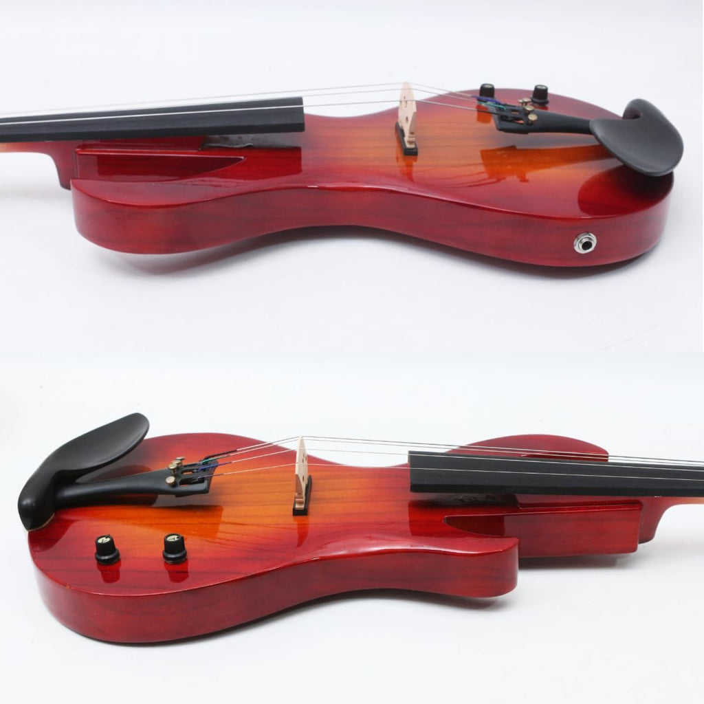 electric Viola 16 inch guitar-shaped Viola Solid Wood Body Ebony Fittings with case Bag, viola Bow, Rosin for Adults&Beginner&Students (Red)