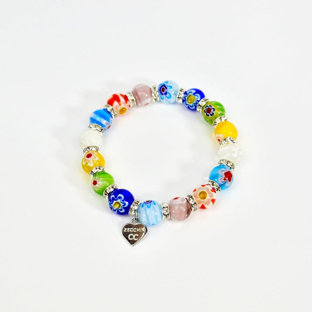 MY ITALIAN DÉCOR - Murano Glass Millefiori Bead Bracelet SET OF 3 | Beaded Bracelet with Elastic | Handmade for Woman | Made In Italy