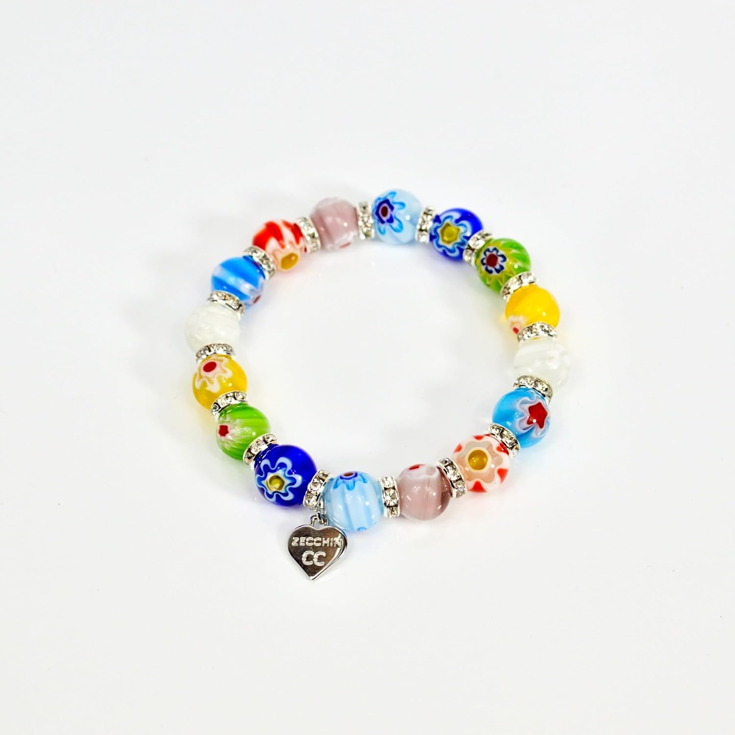 MY ITALIAN DÉCOR - Murano Glass Millefiori Bead Bracelet SET OF 3 | Beaded Bracelet with Elastic | Handmade for Woman | Made In Italy