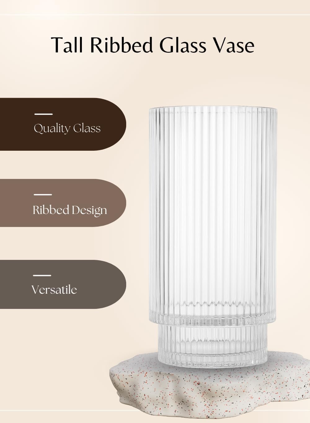 Serene Spaces Living Ribbed Pedestal Glass Votive Holder, Table Centerpiece, Home, Office, Wedding, Birthday, Holiday & Special Events Decor, 6.2' Diameter & 11.2' Tall, Pack of 4