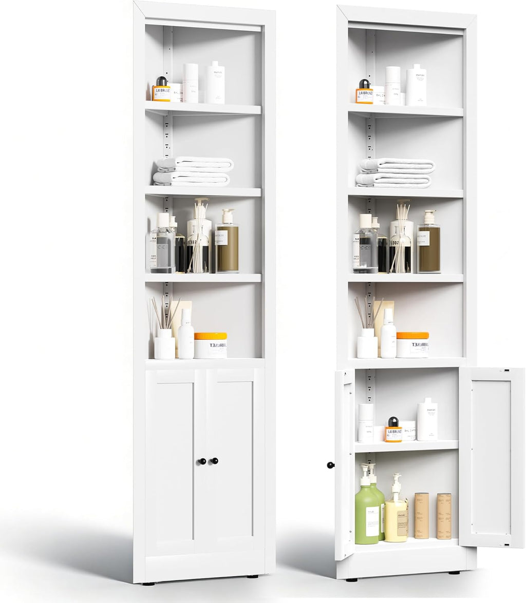 Tall Corner Cabinet,71' Waterproof Metal Corner Cabinet for Bathroom, Corner Storage Cabinet with 4 Adjustable Shelves & Quiet Close Door,Home Space Saver for Kitchen,Living Room,Pantry