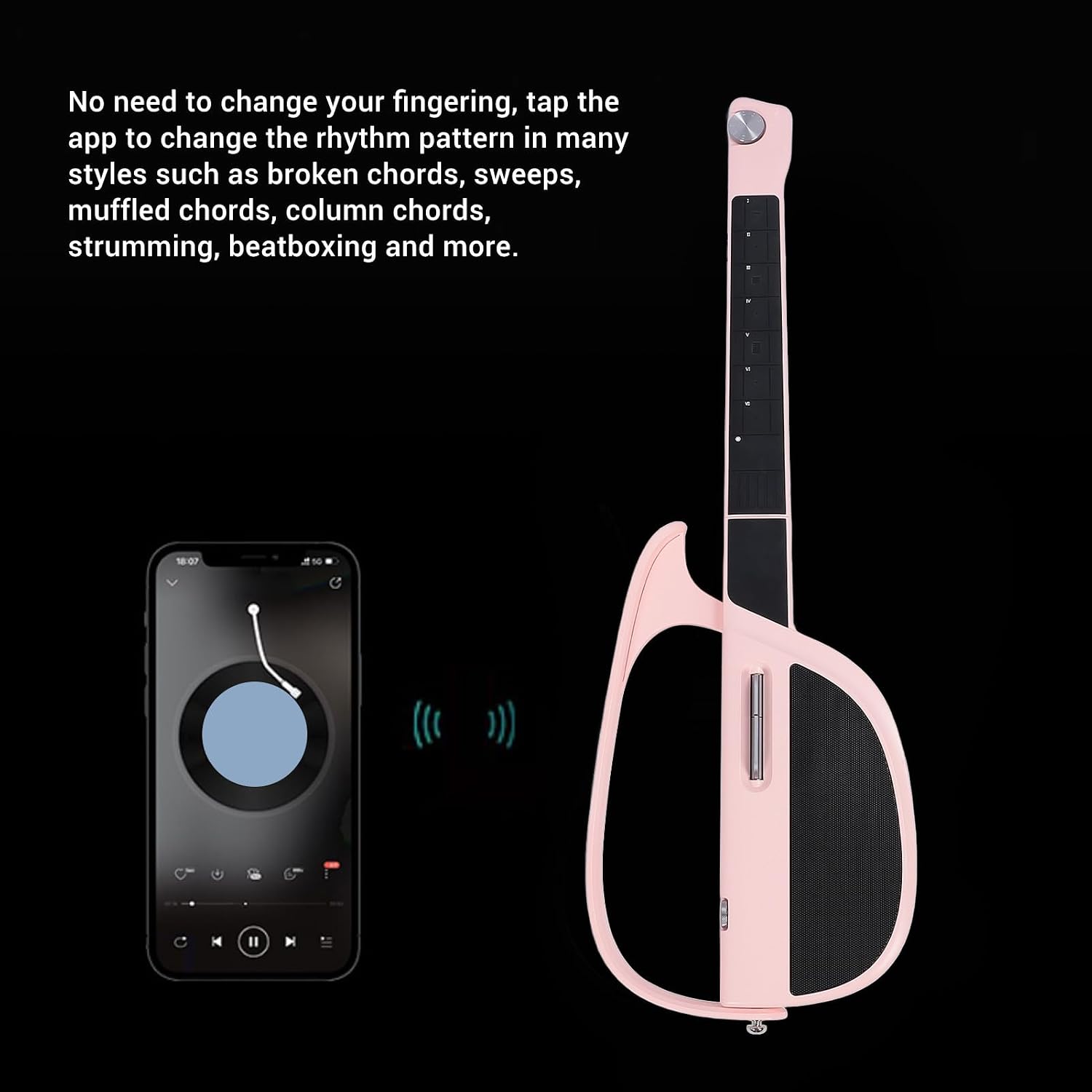 Stringless Guitar, Innovative Stringless Acoustic Electric Guitar, C1 Portable Foldable, for Beginners, Adults, Enthusiasts ()