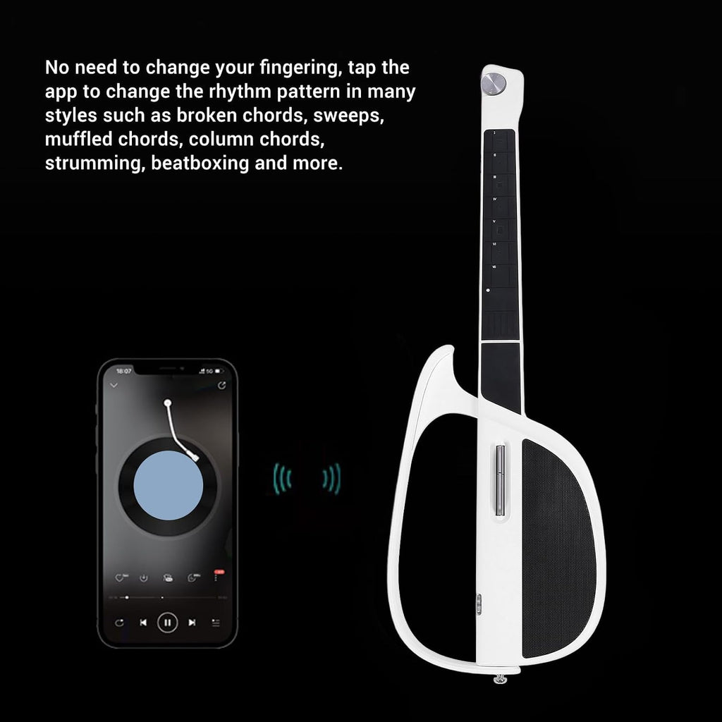 Stringless Guitar, Innovative Stringless Acoustic Electric Guitar, C1 Portable Foldable, for Beginners, Adults, Enthusiasts (White)