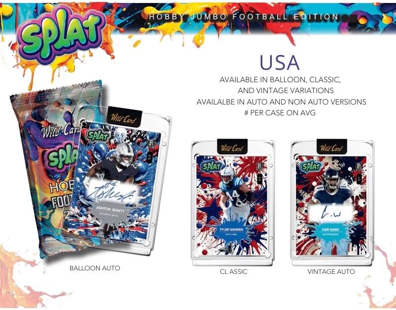 2025 Wild Card Splat Pro-Look Football Hobby Jumbo Trading Card Box (5 Encased Cards Per Box)