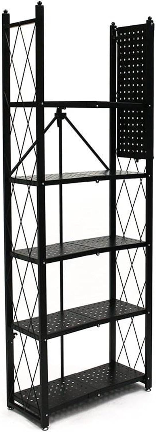 Origami 3-Pack RB Slim Bookcase Rack, 6-Tier Heavy-Duty Foldable Steel Bookshelf, Black