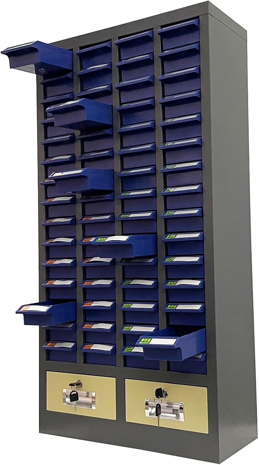 60 Drawers Part Cabinet Nut and Bolt Organizer Bolt Bin Cabinet Small Metal Parts Organizer Bolts Screw Storage with Two Lockable Large Drawers