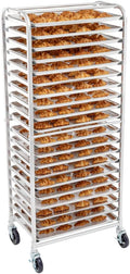 Restaurantware Kitchen Tek 28.25 x 18 x 69.25 Inch Bun Pan Rack 1 Sideload Sheet Pan Rack - Full-Height 2 Locking & 2 Non-locking Casters Silver Aluminum Bun Pan Rack With Wheels Holds 20 Pans