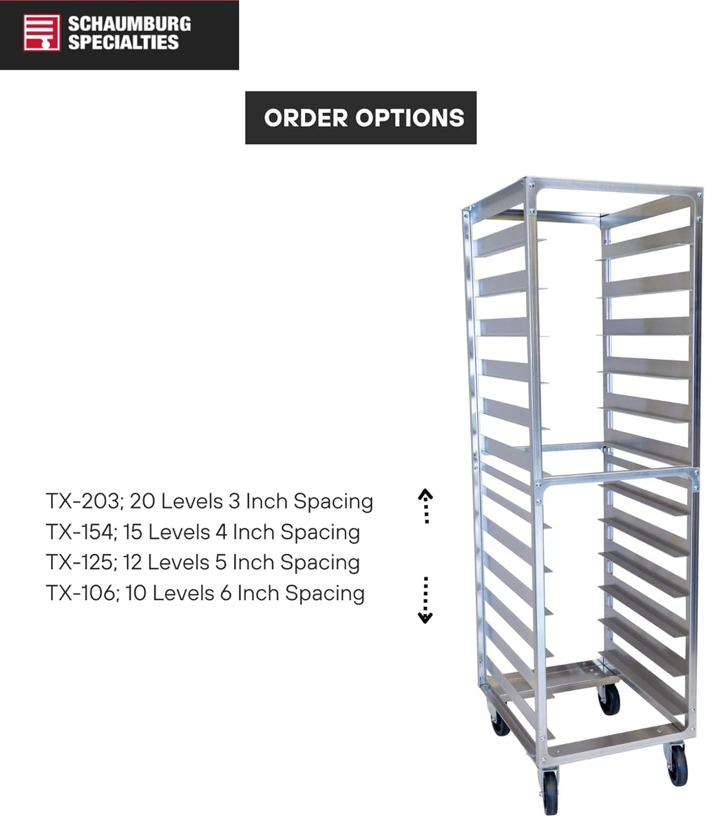 20 Pan 3' Spacing Commercial Aluminum Bun Racks, NSF Listed Heavy Duty Speed Rack for Bakery, Restaurant & Catering, 20 Tier 20.5' x 26' x 70' Speed Rack with Heavy Duty Plate Casters